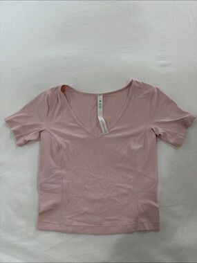 lululemon athletica Light Pink V-Neck Short Sleeve Top